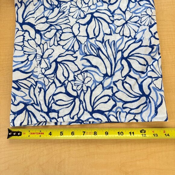 Martha Stewart Women 100% Linen Pull-on Wide Leg Floral Blue/White Pants XL NWOT - Picture 9 of 10